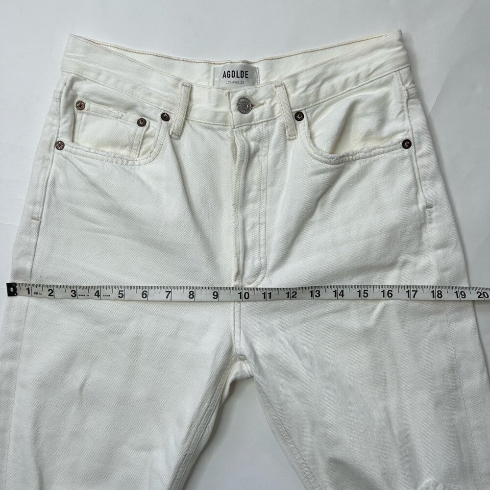 Agolde Jeans Womens Riley Size 27 White Denim Distressed High Rise Crop Designer - Picture 6 of 9